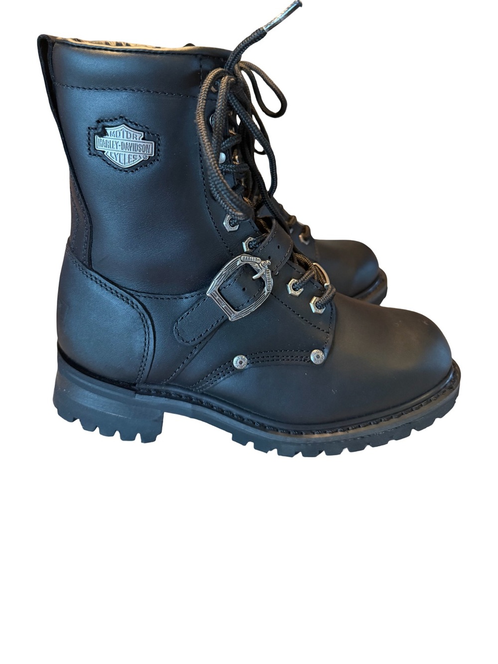 Harley Davidson Women’s Combat Style Lace Up Boots In Black Size 7 - Picture 3 of 8